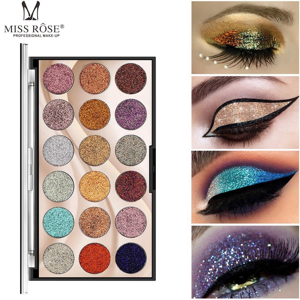 Miss Rose 18-Color Sequin Glitter Eyeshadow Palette